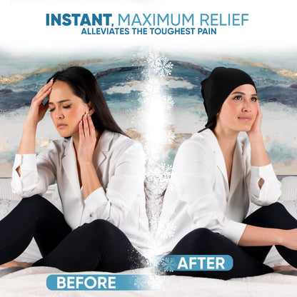 Cool Relief Soft Gel Migraine Ice Head Wrap Cap, Ice Pack for Headache Relief - Head/Neck Ice Packs - Cool Relief Ice Wraps